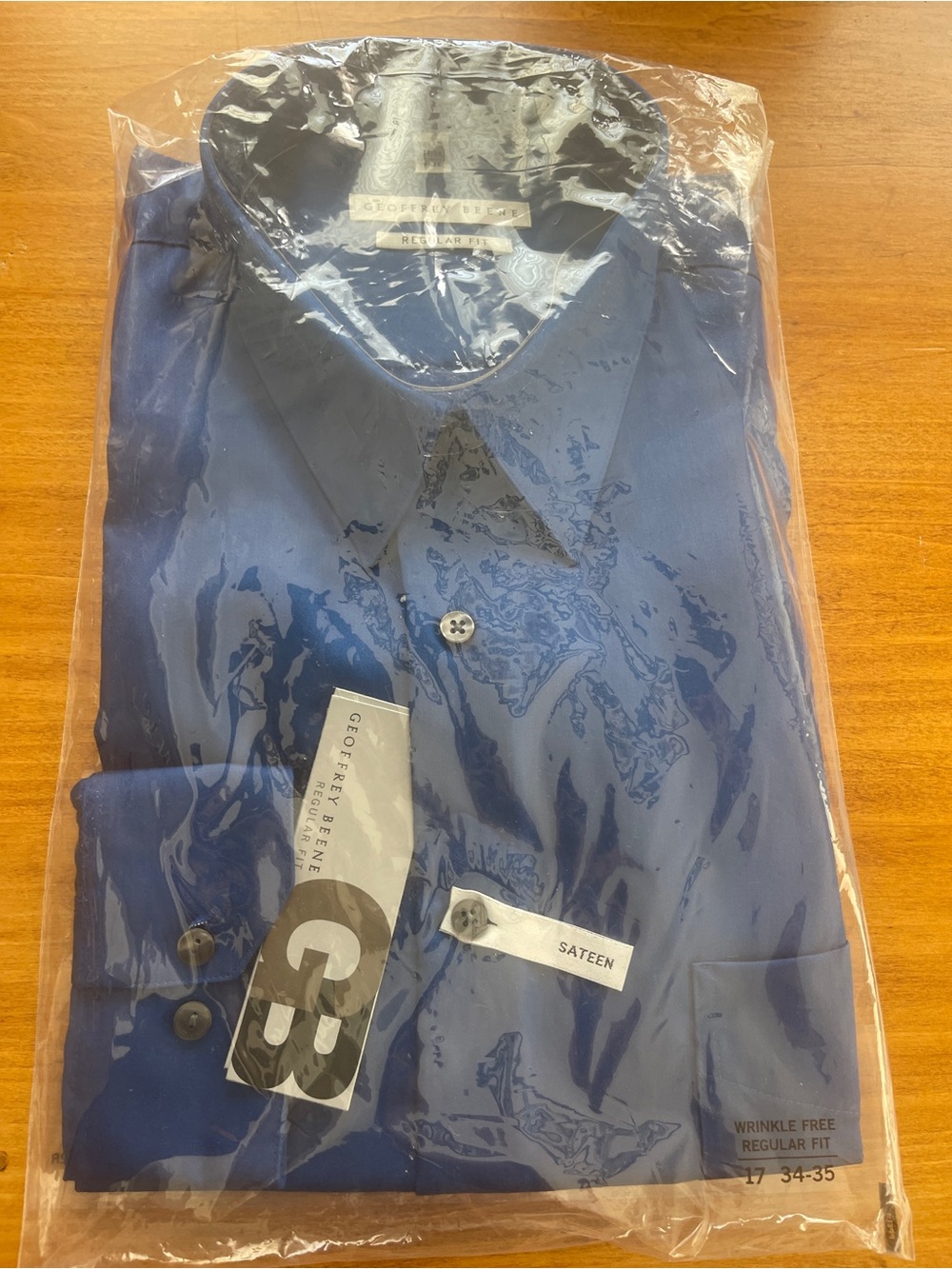 BNWT Geoffrey Beene Danish Blue Dress Shirt size 17/34-35